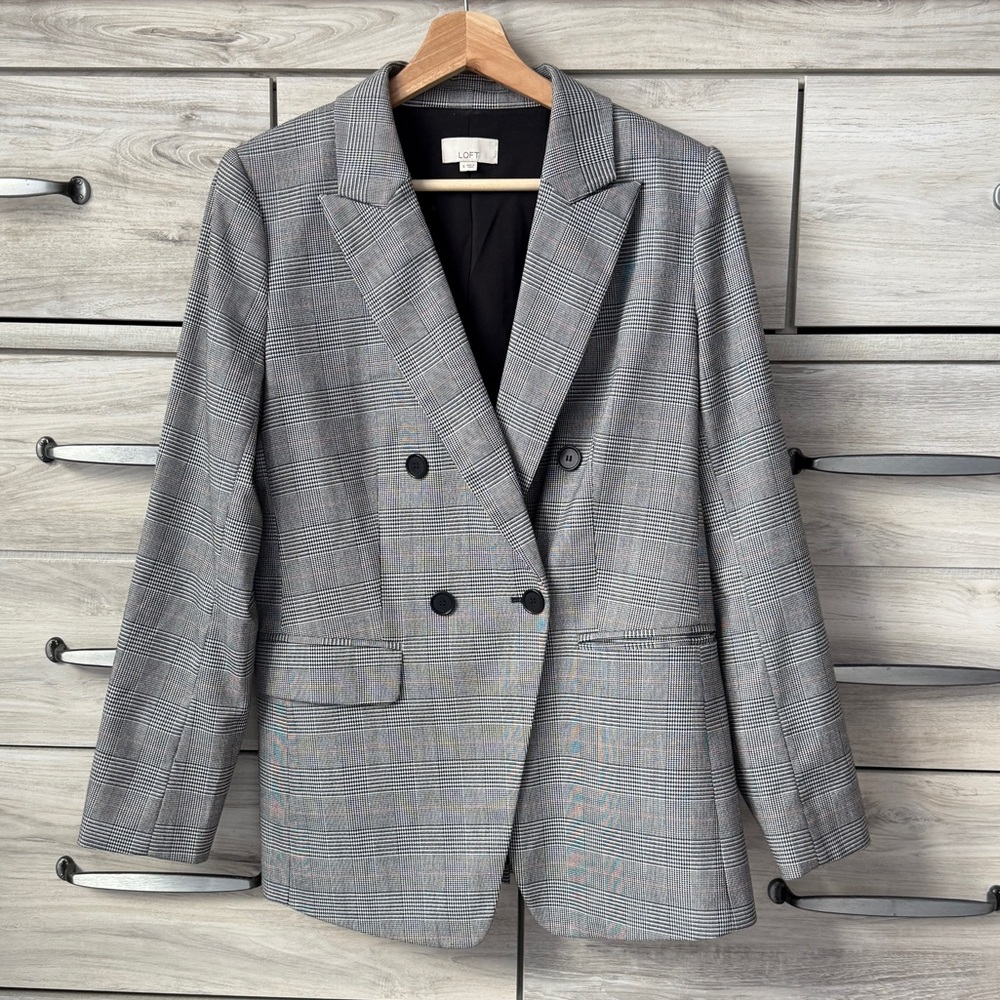 Black and white plaid blazer by LOFT size 6